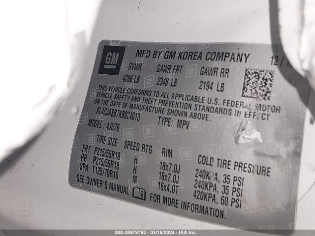 KL4CJASB7KB824013 Buick Encore Fwd Preferred