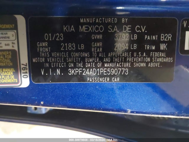 KIA Forte Lxs 2023 3KPF24AD1PE590773 Image 9