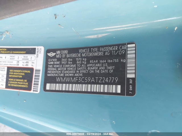 2010 MINI COOPER WMWMF3C59ATZ24779 Photo 8