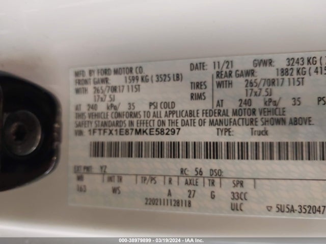 Ford F-150 Xl 2021 1FTFX1E87MKE58297 Image 9
