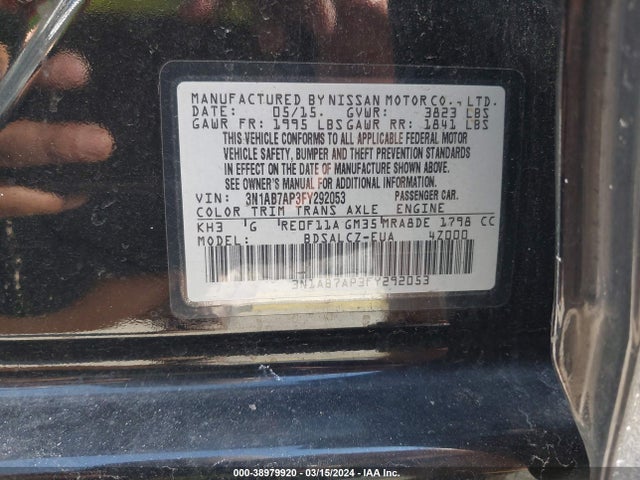 Nissan SENTRA S 2015 3N1AB7AP3FY292053 Image 9