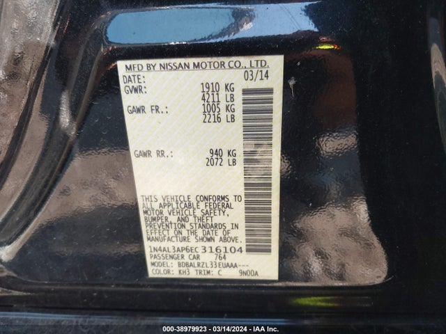 Nissan Altima 2.5 S 2014 1N4AL3AP6EC316104 Image 9