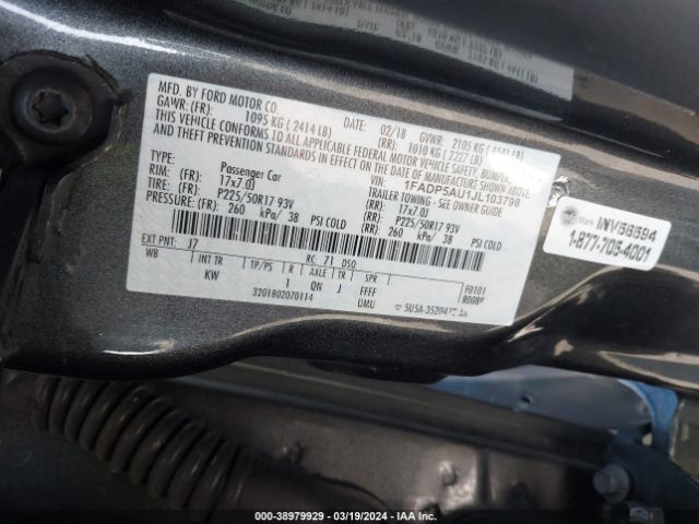 1FADP5AU1JL103798 Ford C-max Hybrid Se