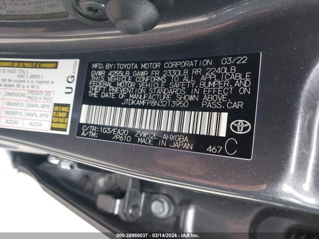 Toyota Prius Prime Xle 2022 JTDKAMFP8N3213950 Image 9