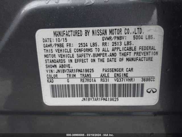 JN1BV7AR1FM419625 Infiniti Q50 Premium