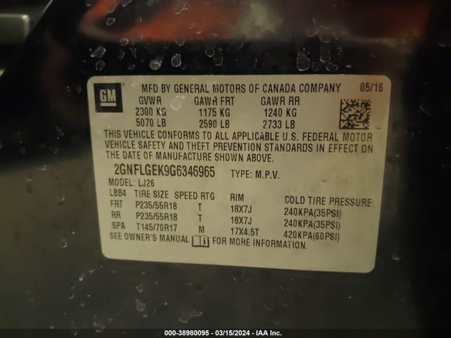 Chevrolet Equinox Ltz 2016 2GNFLGEK9G6346965 Image 9