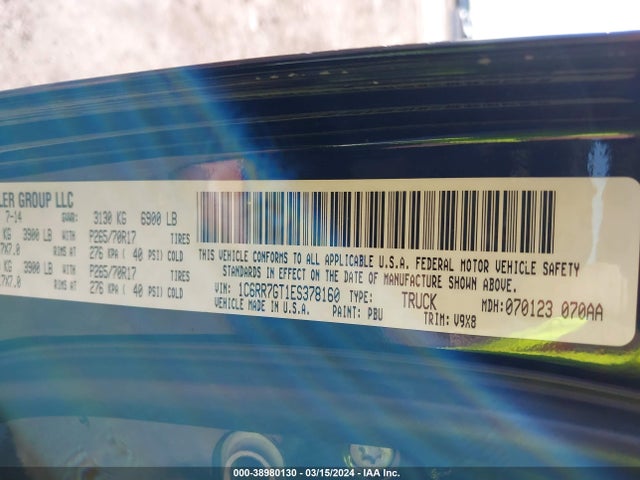 RAM 1500 Slt 2014 1C6RR7GT1ES378160 Image 9