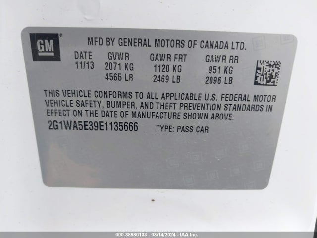 Chevrolet Impala Limited Ls 2014 2G1WA5E39E1135666 Image 9