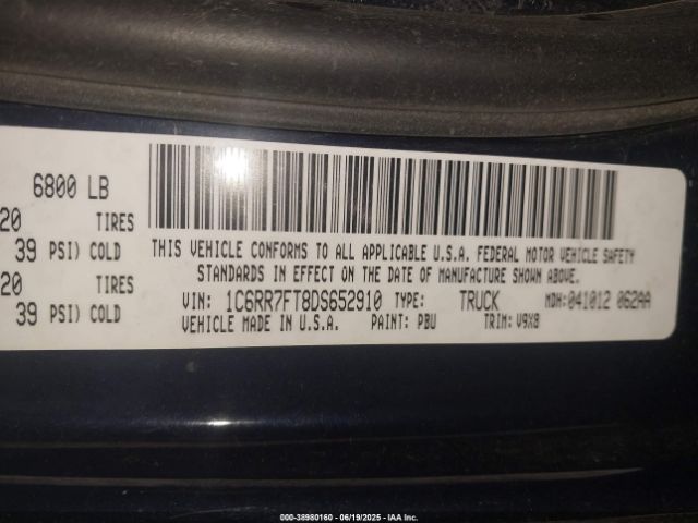 2013 RAM 1500 1C6RR7FT8DS652910 Photo 8