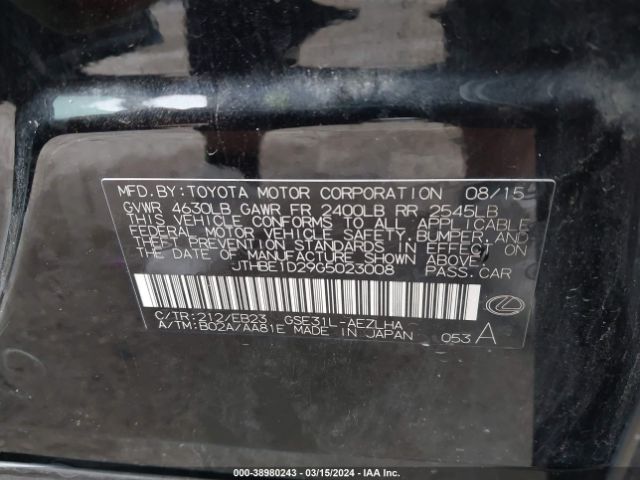 JTHBE1D29G5023008 Lexus IS 350
