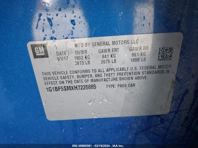 Chevrolet Cruze Premier Auto 2017 1G1BF5SMXH7226885 Image 9
