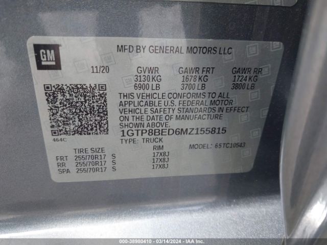 1GTP8BED6MZ155815 GMC Sierra 1500 2wd  Short Box Sle