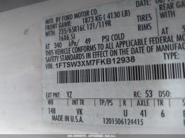 1FTSW3XM7FKB12938 Ford Transit-350
