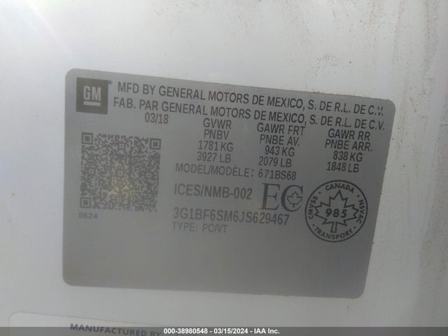 Chevrolet Cruze Premier Auto 2018 3G1BF6SM6JS629467 Image 9