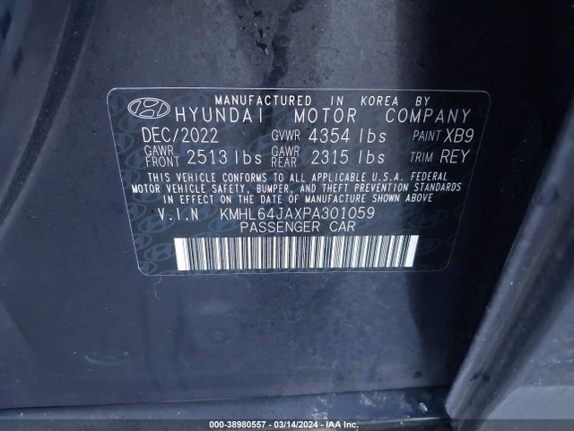 Hyundai SONATA SEL 2023 KMHL64JAXPA301059 Image 9