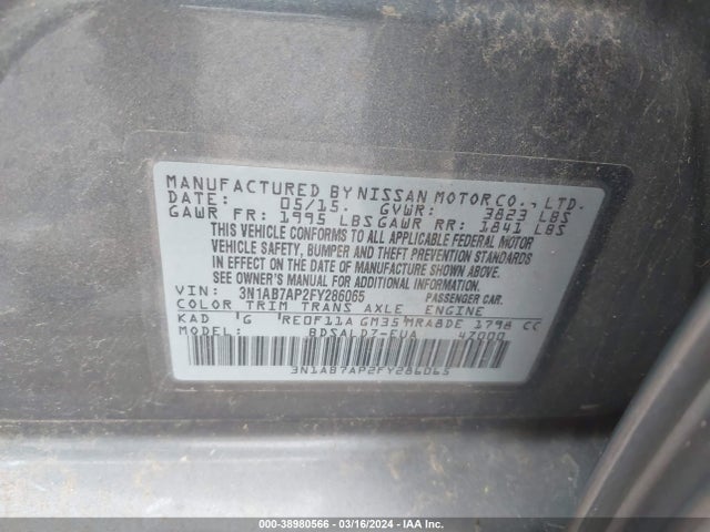 Nissan SENTRA SV 2015 3N1AB7AP2FY286065 Image 9