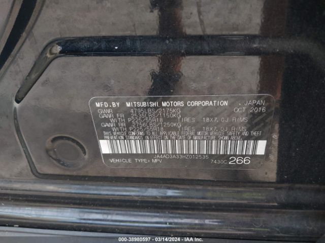 JA4AD3A33HZ012535 Mitsubishi Outlander Sel