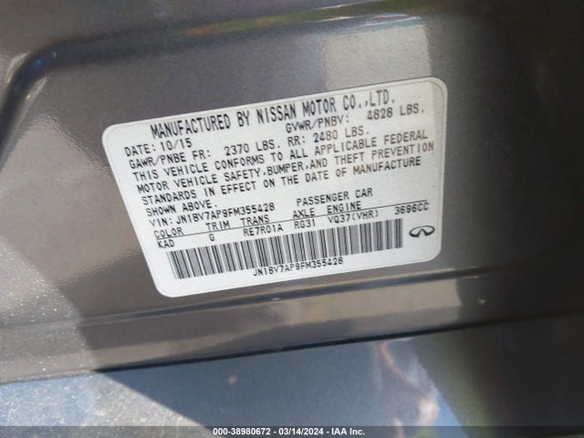 Infiniti Q50 Premium 2015 JN1BV7AP9FM355428 Image 9