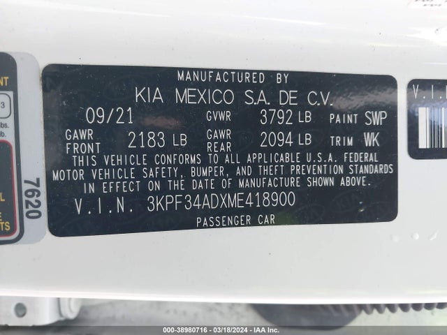 KIA Forte Gt-line 2021 3KPF34ADXME418900 Image 9