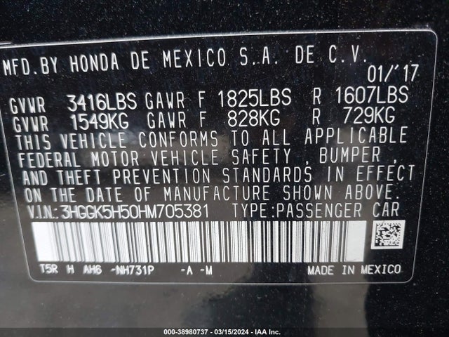 Honda FIT LX 2017 3HGGK5H50HM705381 Image 9