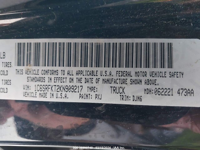 RAM 1500 Longhorn  4x4 5'7 Box 2019 1C6SRFKT2KN909217 Image 9