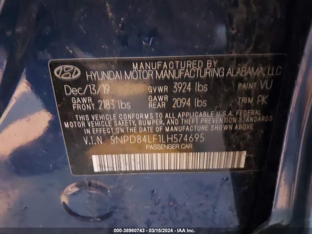Hyundai ELANTRA SEL 2020 5NPD84LF1LH574695 Image 9