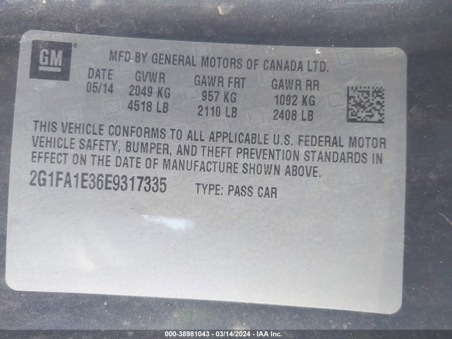 Chevrolet Camaro 2ls 2014 2G1FA1E36E9317335 Image 9