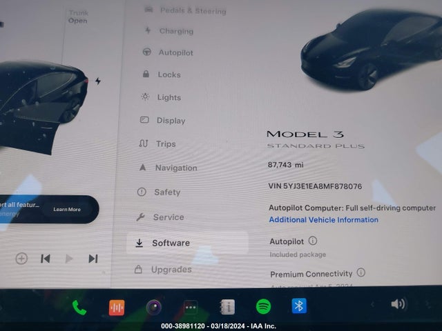 Tesla Model 3 Standard Range Plus Rear-wheel Drive 2021 5YJ3E1EA8MF878076 Image 15