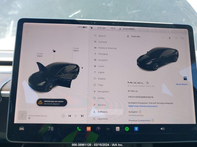 Tesla Model 3 Standard Range Plus Rear-wheel Drive 2021 5YJ3E1EA8MF878076 Image 18