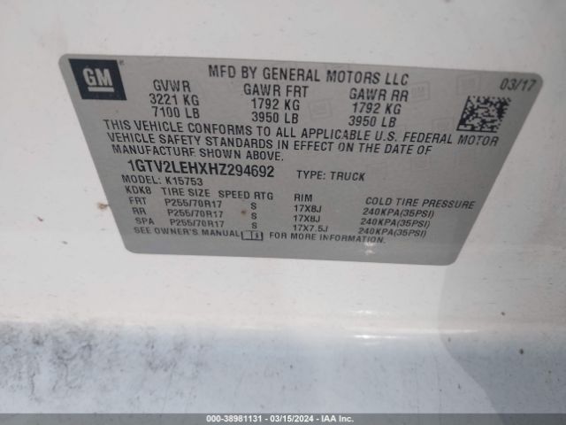 1GTV2LEHXHZ294692 GMC SIERRA 1500