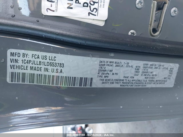 1C4PJLLB1LD653783 Jeep Cherokee Latitude Plus Fwd
