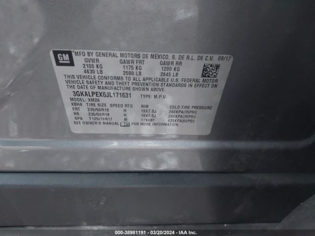 3GKALPEX6JL171631 GMC Terrain Slt