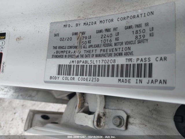 Mazda MAZDA3 2020 JM1BPABL5L1170208 Image 9
