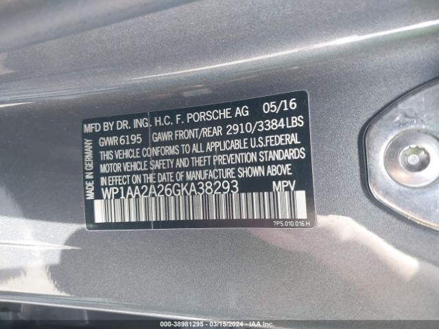 WP1AA2A26GKA38293 Porsche Cayenne