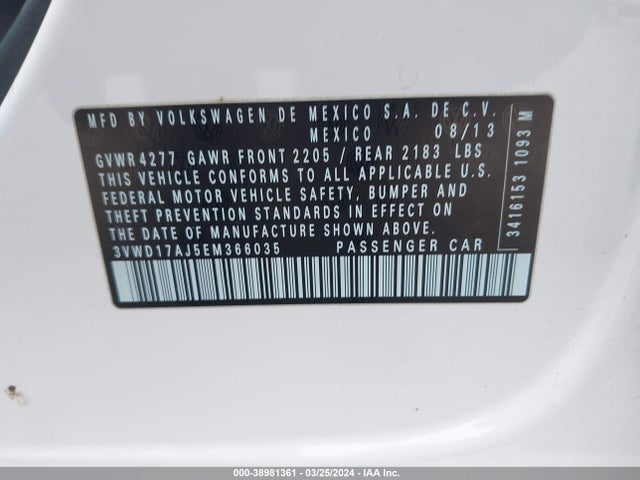 3VWD17AJ5EM366035 Volkswagen Jetta 1.8t Se