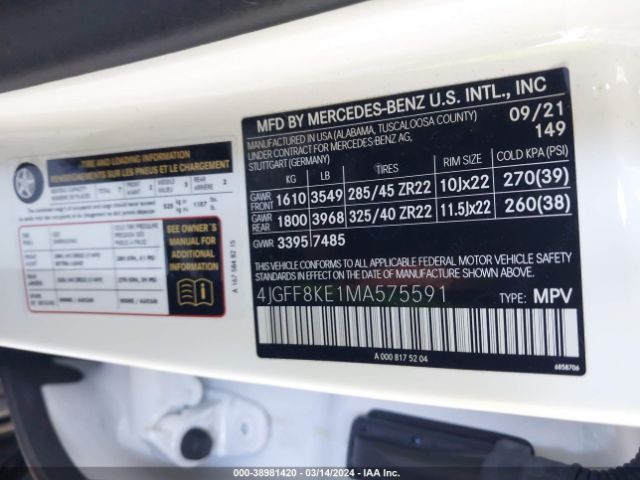 2021 MERCEDES-BENZ AMG GLS 63 4JGFF8KE1MA575591 Photo 8