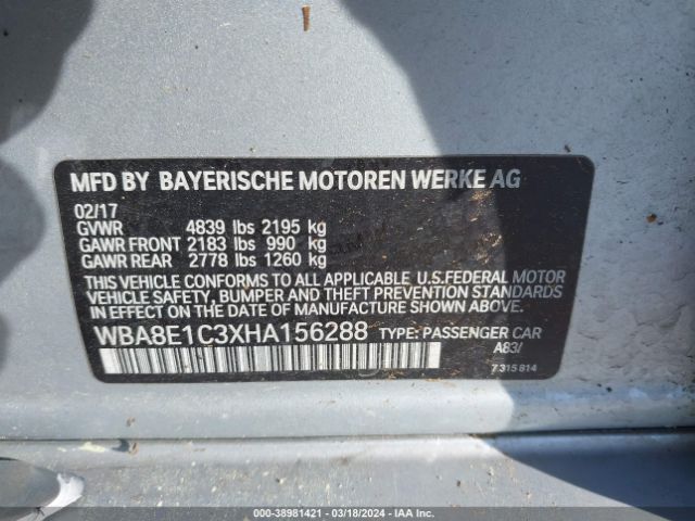 WBA8E1C3XHA156288 BMW 330e Iperformance