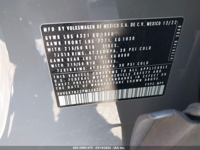 3VVSX7B22PM328251 Volkswagen Taos 1.5t Se