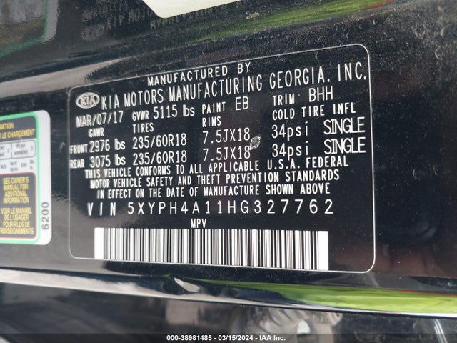 KIA Sorento 2.0t Ex 2017 5XYPH4A11HG327762 Image 9