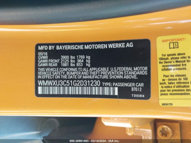 WMWXU3C51G2D31230 Mini Hardtop Cooper S