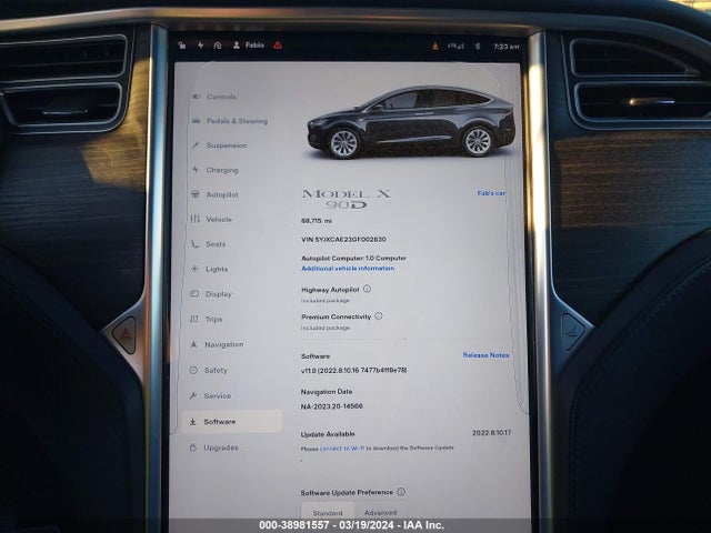 Tesla Model X 60d/70d/75d/90d 2016 5YJXCAE23GF002830 Image 19