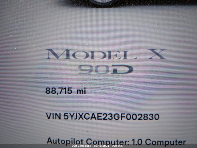 Tesla Model X 60d/70d/75d/90d 2016 5YJXCAE23GF002830 Image 7