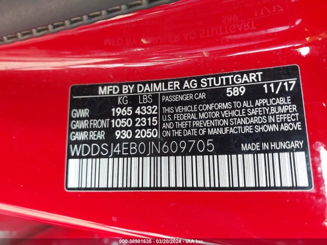 Mercedes-Benz CLA 250 2018 WDDSJ4EB0JN609705 Image 9
