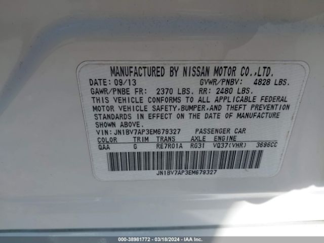 JN1BV7AP3EM679327 Infiniti Q50 Premium