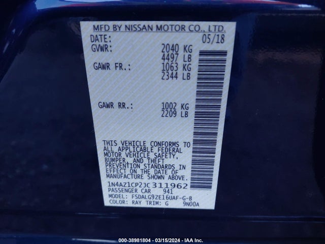 Nissan Leaf Sl 2018 1N4AZ1CP2JC311962 Image 9
