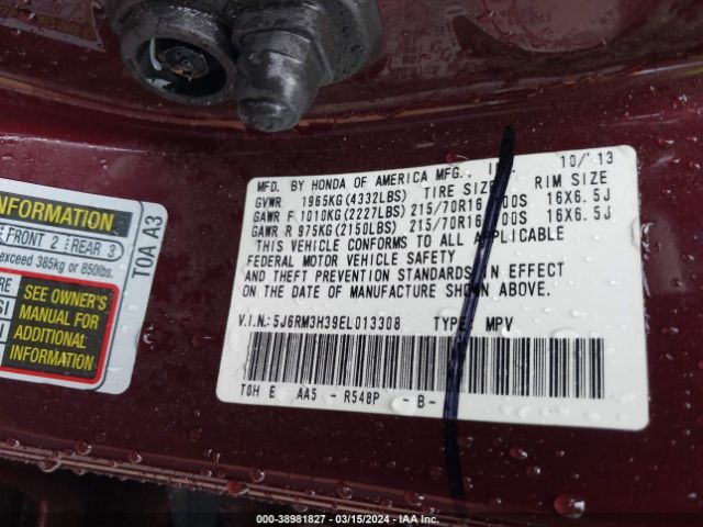 5J6RM3H39EL013308 Honda CR-V LX