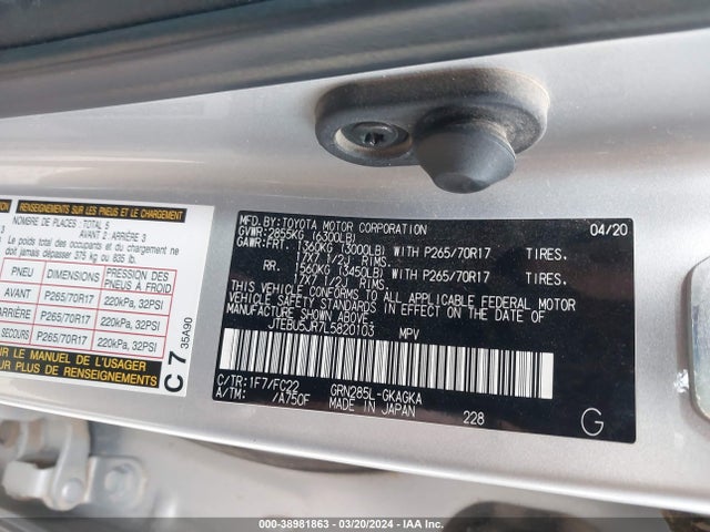 Toyota 4runner Trd Off Road 2020 JTEBU5JR7L5820103 Image 9