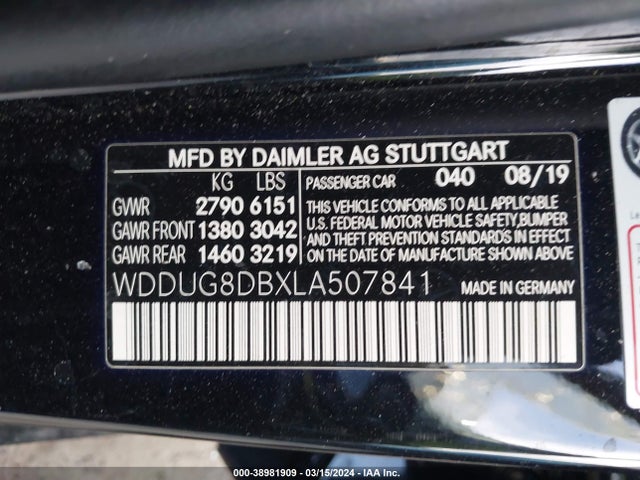 Mercedes-Benz S 560 2020 WDDUG8DBXLA507841 Image 9