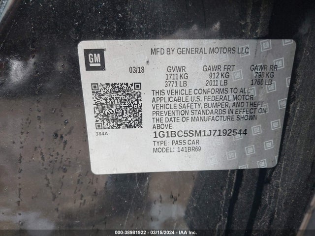 Chevrolet Cruze Ls Auto 2018 1G1BC5SM1J7192544 Image 9