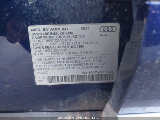 WA1BAAFY4M2115469 Audi Q5 Premium Plus 45 Tfsi Quattro S Tronic